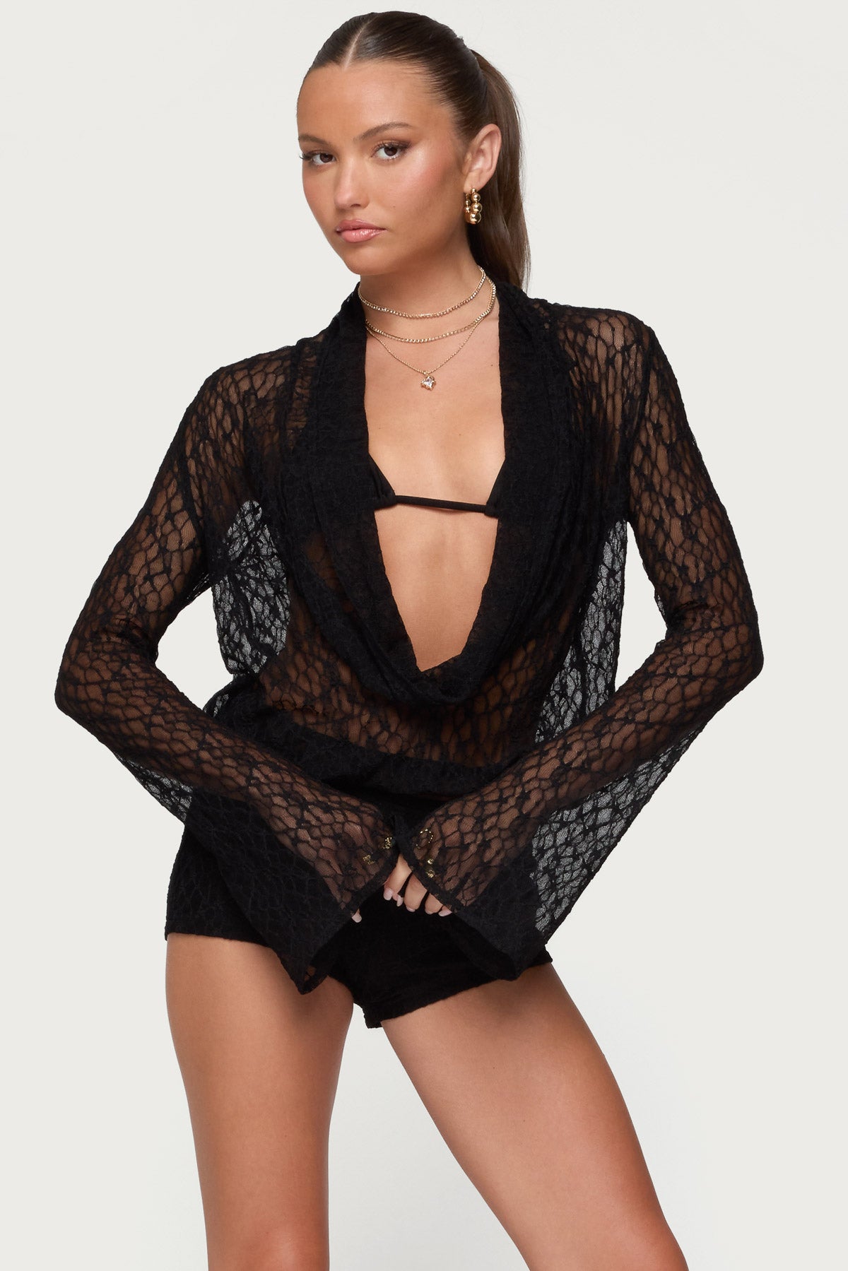 Lera Lacey Sheer Mesh Top – edikted