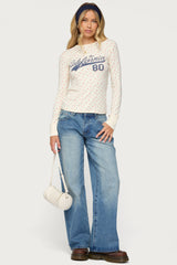 Cali Floral Ribbed Long Sleeve T Shirt