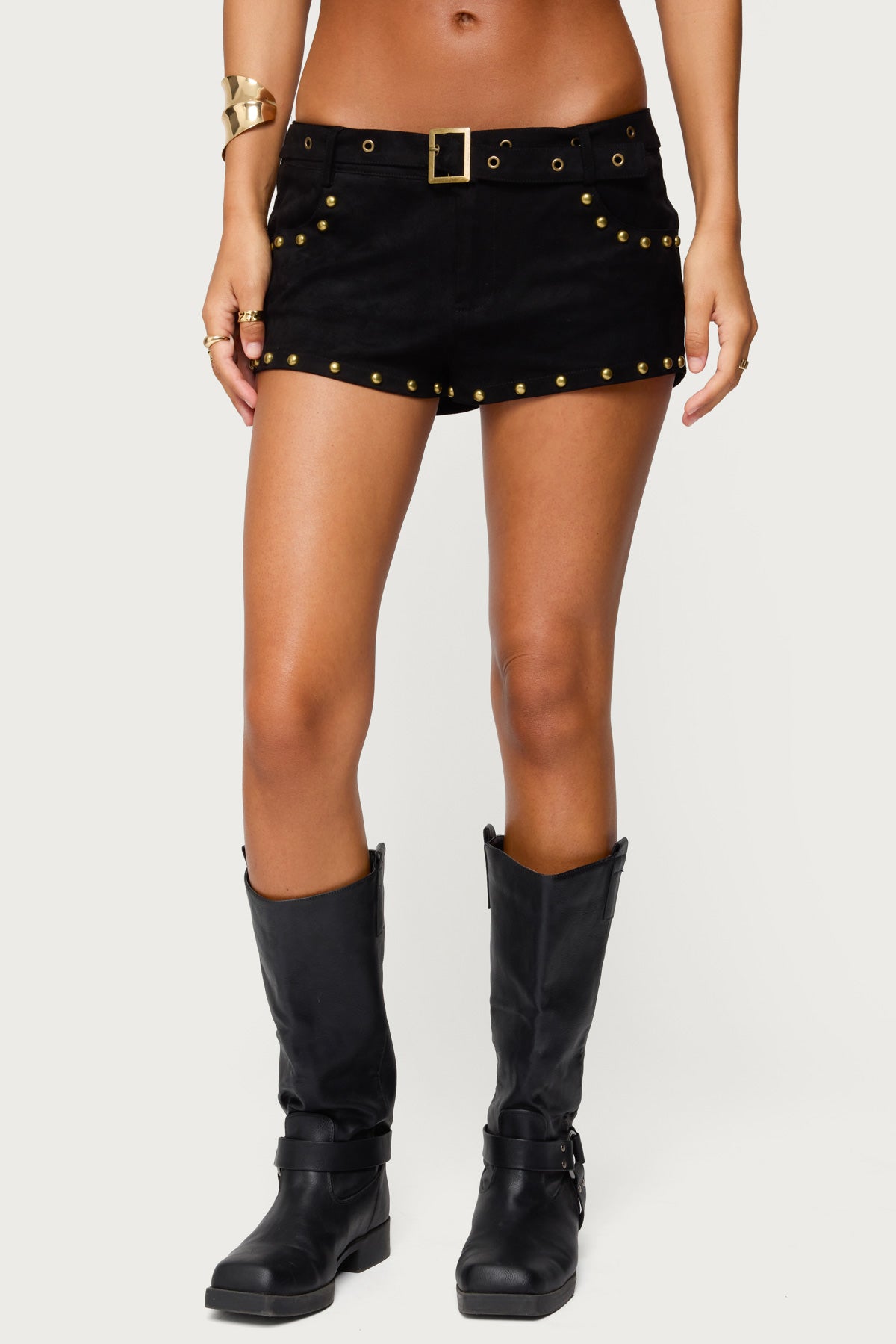 Studded Faux Suede Micro Shorts – edikted