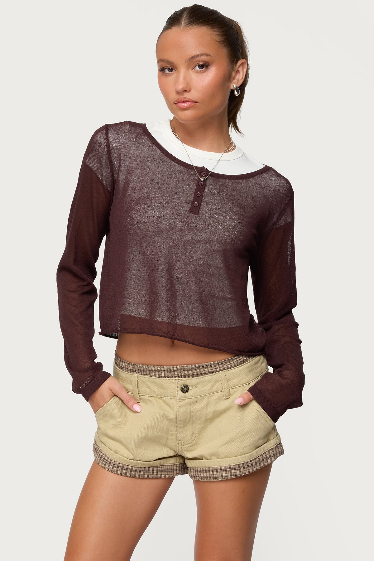 Kilian Sheer Knit Henley Top – edikted