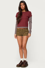 Layered Stripey Long Sleeve T Shirt