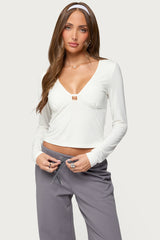 Lovisa V Neck Long Sleeve Top