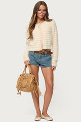 Aria Striped Fuzzy Knit Cardigan