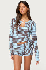 Lillian Striped Button Up Knit Cardigan