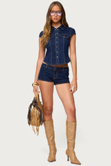 Contrast Stitch Button Up Denim Shirt