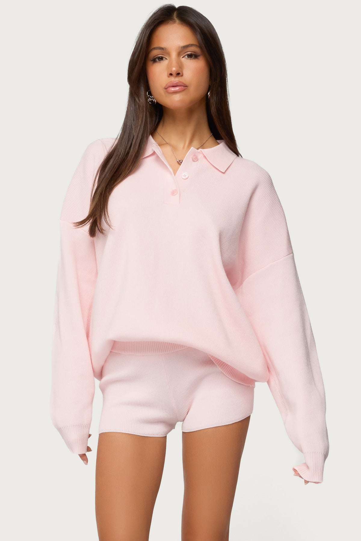 Lorie Oversized Knit Polo Sweater – edikted