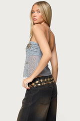 Astra Beaded Sheer Strapless Top