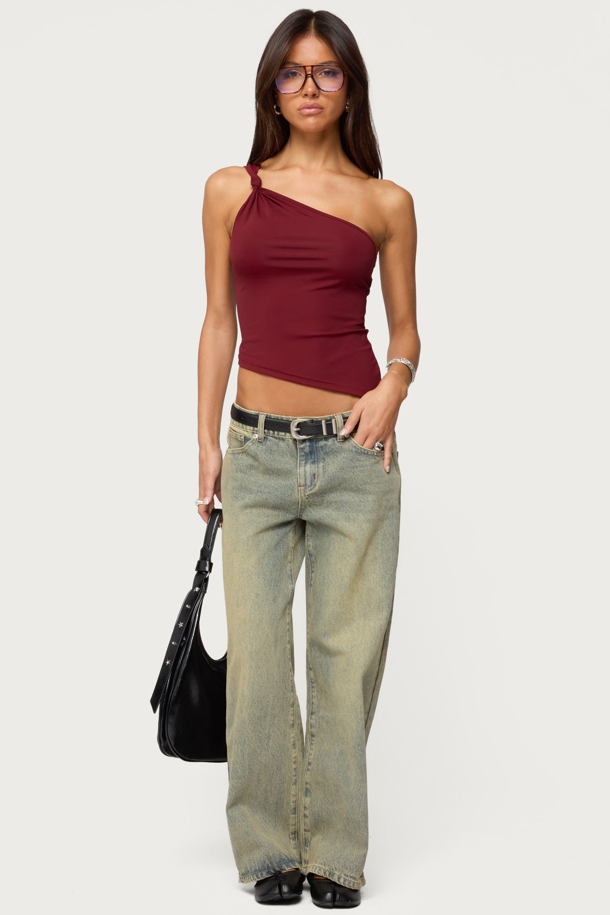 Knotted One Shoulder Asymmetric Top – edikted