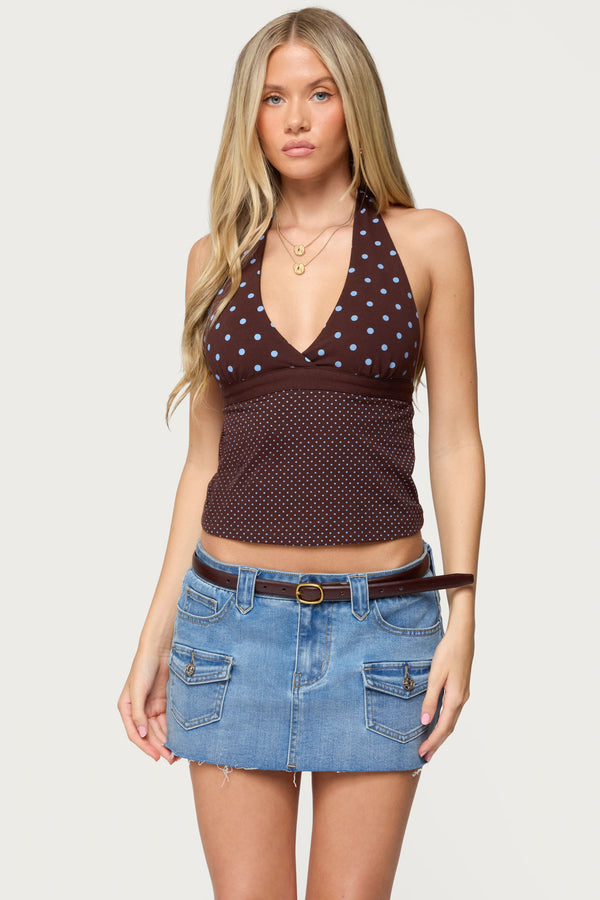 Ginny Mixed Polka Dot Halter Top
