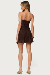 Elaia Asymmetric Strapless Lace Mini Dress