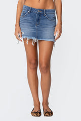 Tomi Distressed Denim Mini Skirt