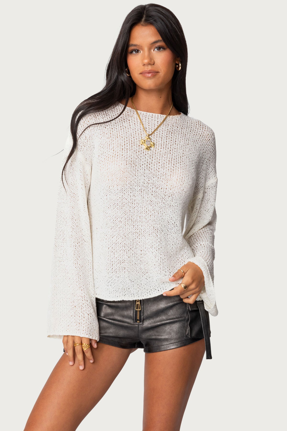 Drop Shoulder Light Knit Sweater – edikted