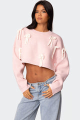 Chunky Bow Cropped Sweater