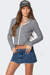 Madison Striped Zip Up Hoodie