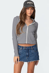 Madison Striped Zip Up Hoodie