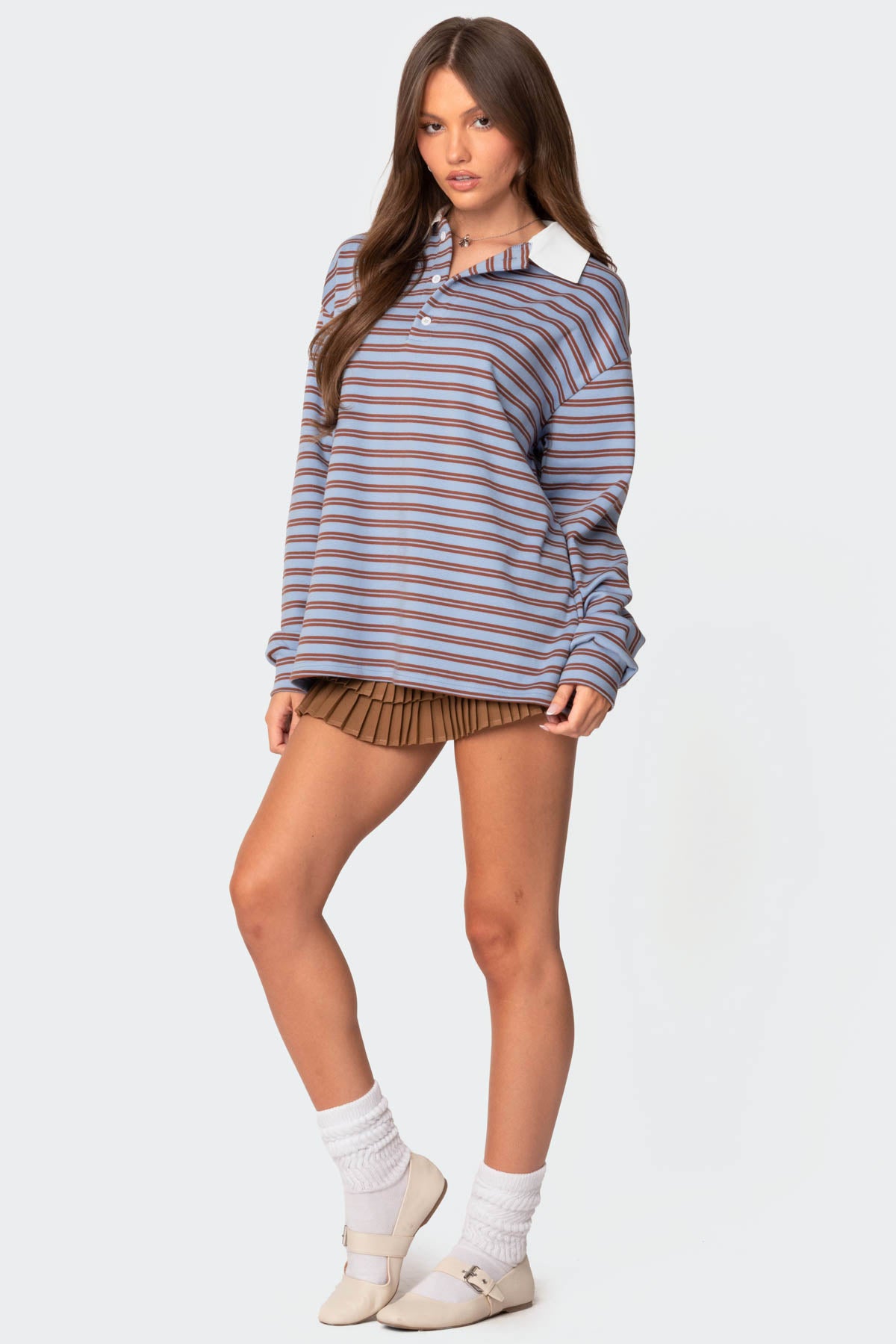 Stripey Oversized Collared Shirt