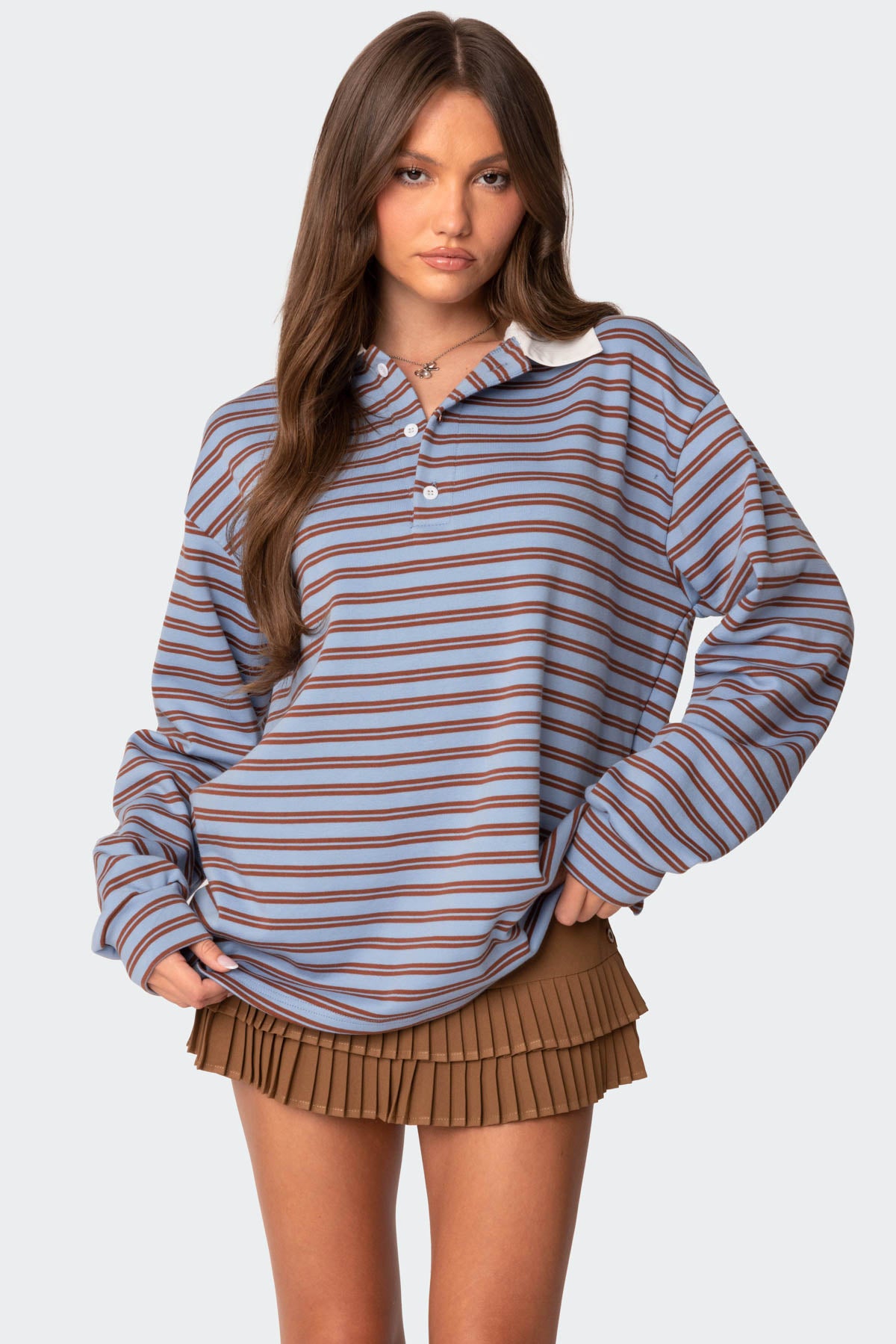 Stripey Oversized Collared Shirt