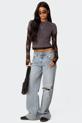 Adam Distressed Wide Leg Jeans