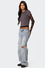 Adam Distressed Wide Leg Jeans