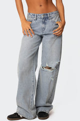 Adam Distressed Wide Leg Jeans