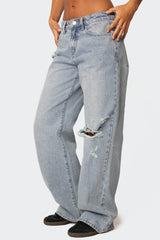 Adam Distressed Wide Leg Jeans