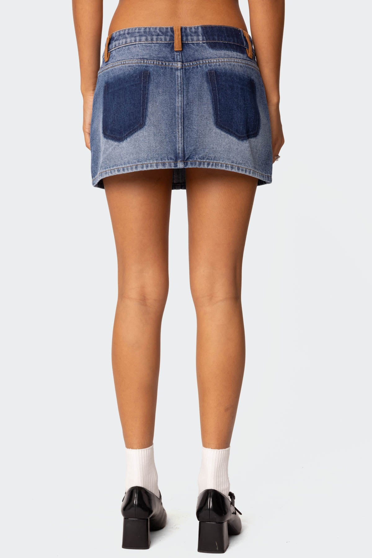 Vera Suede Trim Denim Mini Skirt