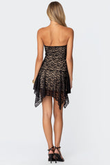 Sandia Asymmetric Lace Mini Dress