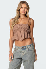 Rylie Textured Chiffon Flare Top