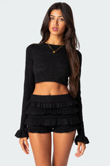 Delana Embroidered Knit Crop Top