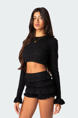 Delana Embroidered Knit Crop Top