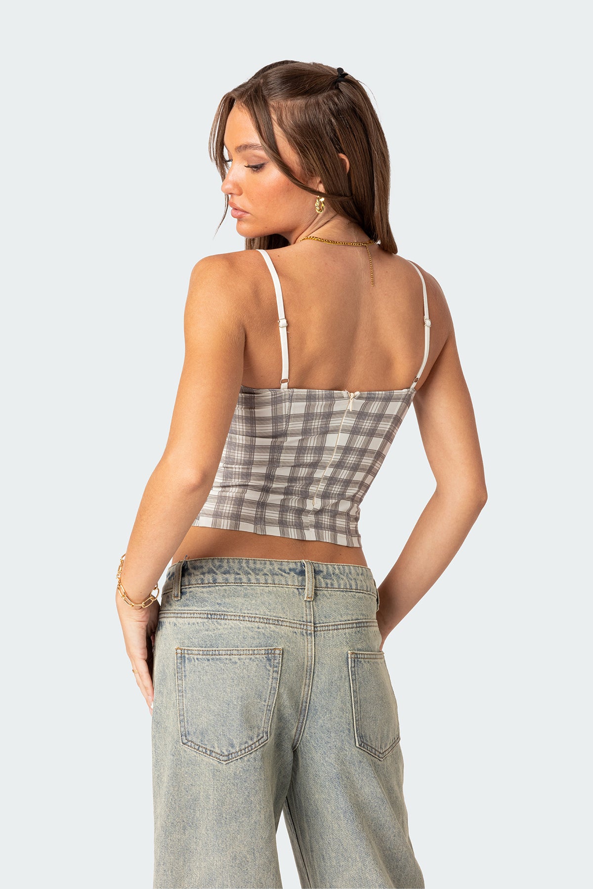 Plaid Printed Cupped Corset
