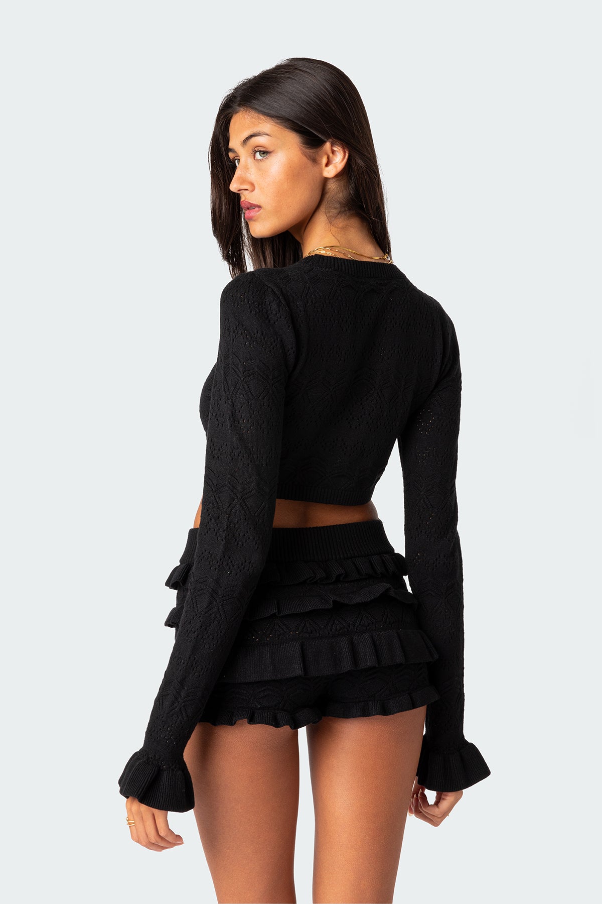 Delana Embroidered Knit Crop Top