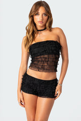 Julianna Sheer Ruffle Tube Top