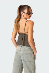 Button Up Linen Look Tank Top