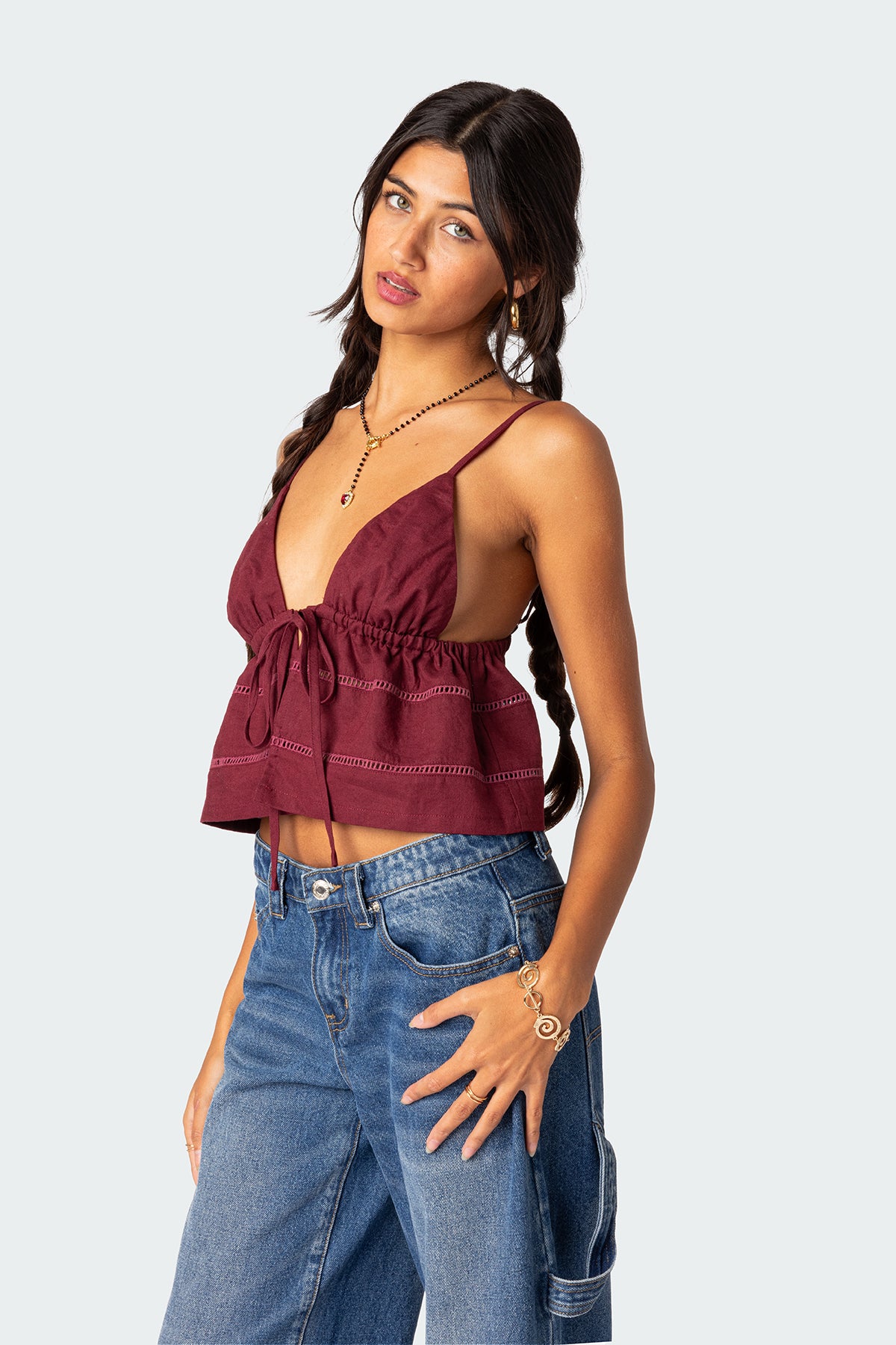 Candy Cotton Tie Front Tank Top