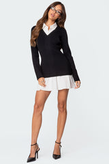 Two In One Collared Sweater Dress