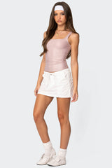 Sarah Shiny Square Neck Tank Top