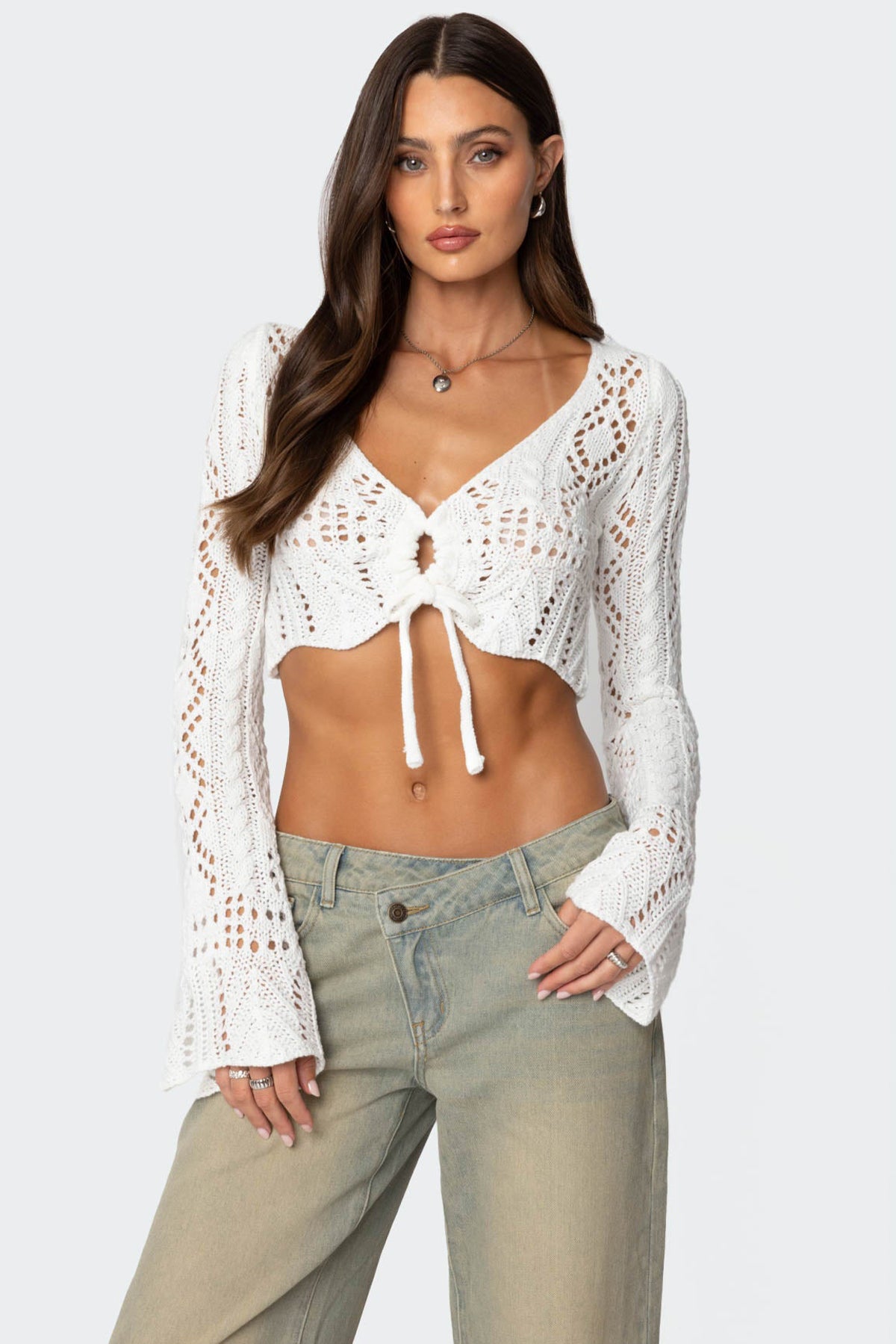 Tie Front Crochet Crop Top