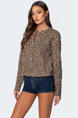 Leopard Printed Knit Cardigan