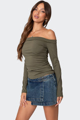 Celly Rolled Off Shoulder Top