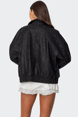 Cargo Faux Leather Bomber Jacket