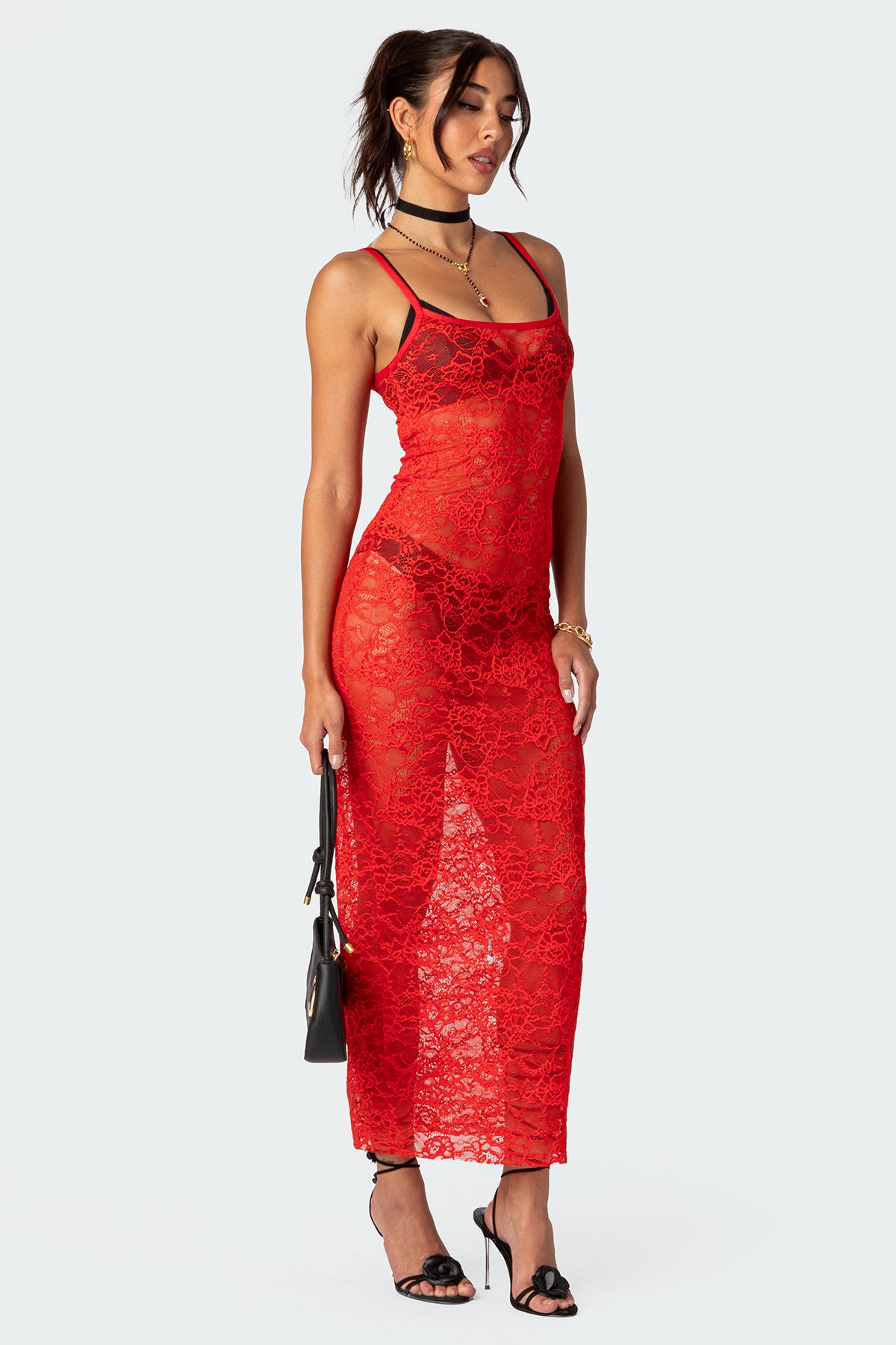 Sultry Sheer Lace Maxi Dress