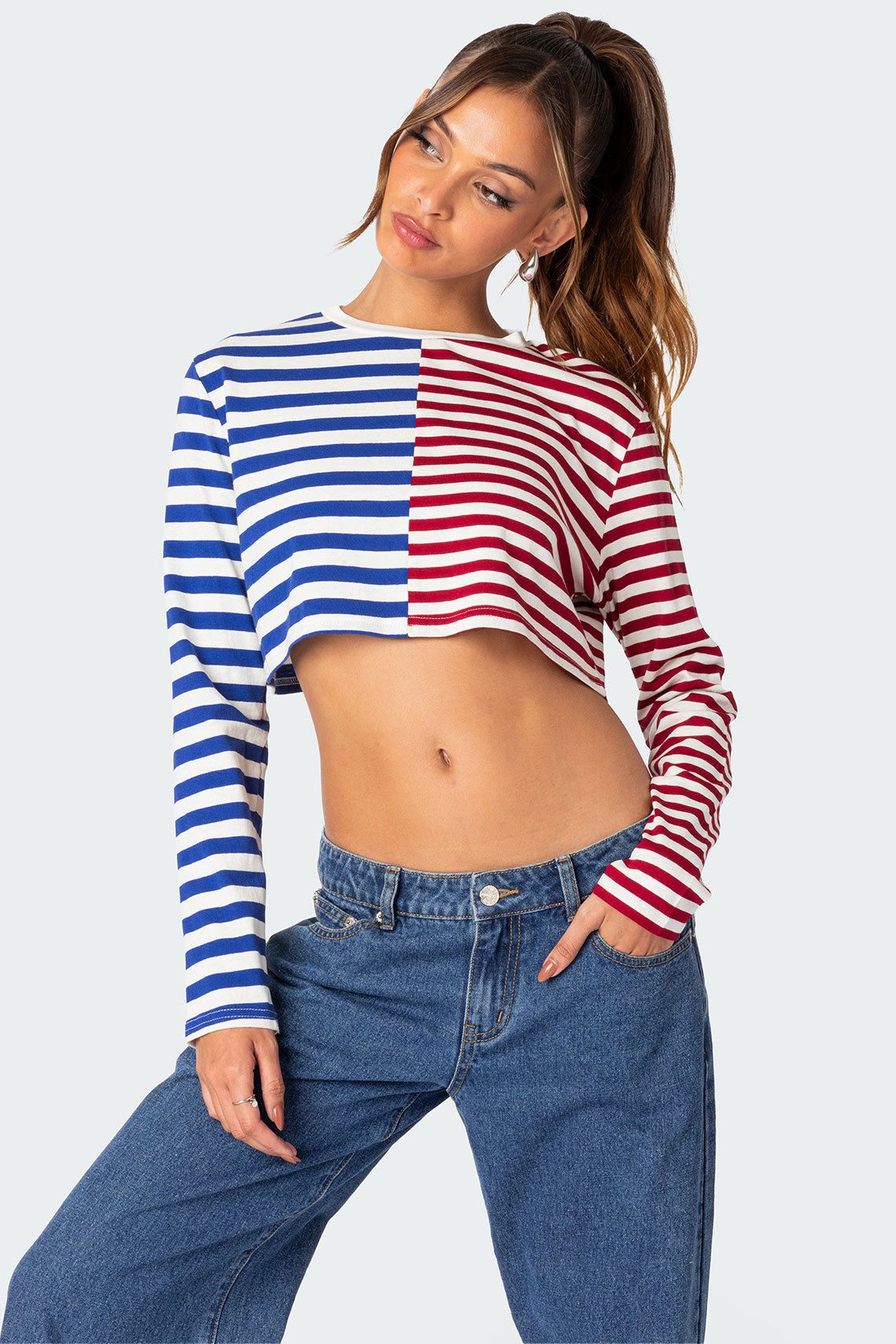 Oversized Striped Long Sleeve T Shirt