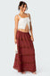 Tiered Lace Trim Maxi Skirt