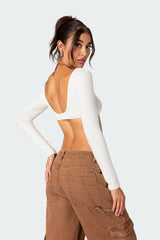 Sydney Ribbed Open Back Crop Top