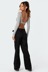 Sydney Ribbed Open Back Crop Top