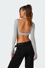 Sydney Ribbed Open Back Crop Top