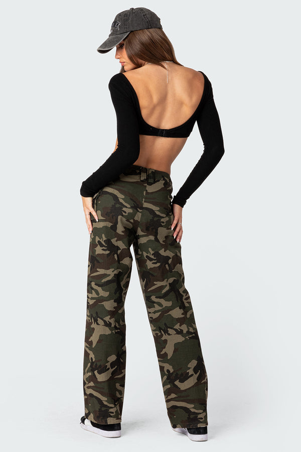 Sydney Ribbed Open Back Crop Top