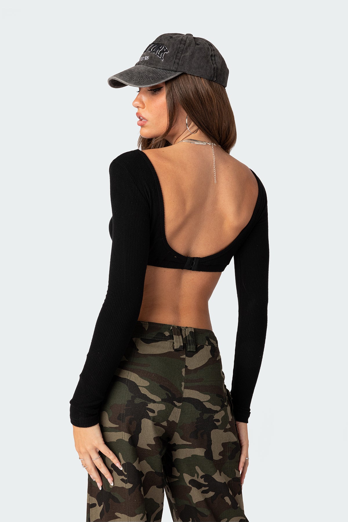 Sydney Ribbed Open Back Crop Top