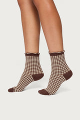 Frilled Gingham Socks